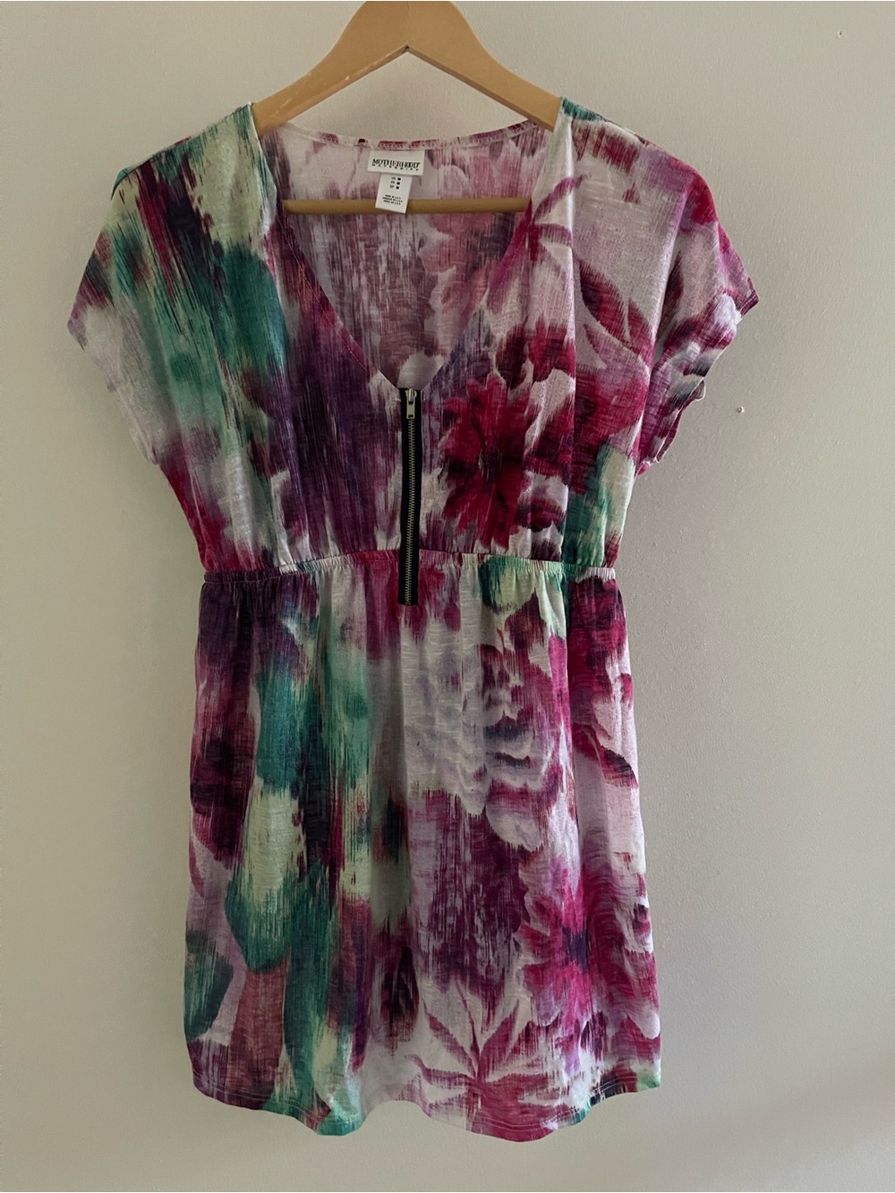Motherhood Maternity Nursing Tunic Zip Front Floral Dress Top Medium